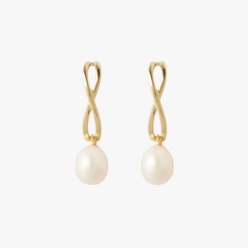 Izoa Kelsey Drop Earrings Gold Pearl