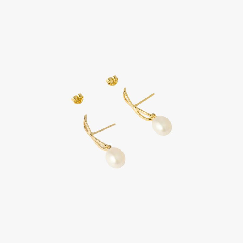 Izoa Kelsey Drop Earrings Gold Pearl