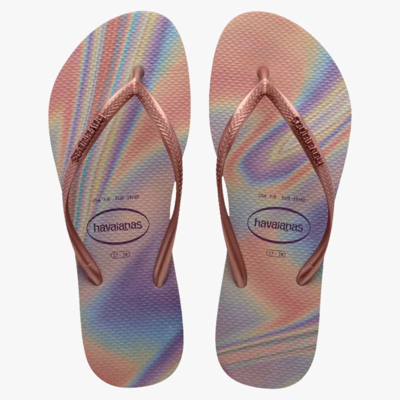 Havaianas Slim Metal Logo Iridescent Thong